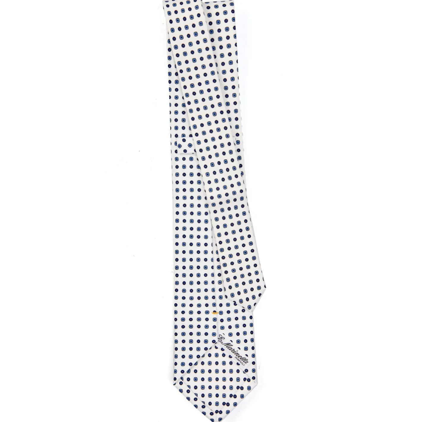 E.Marinella CRAVATTA SARTORIALE EXTRA LONG IN SETA BIANCA Microfantasia fiore Sale