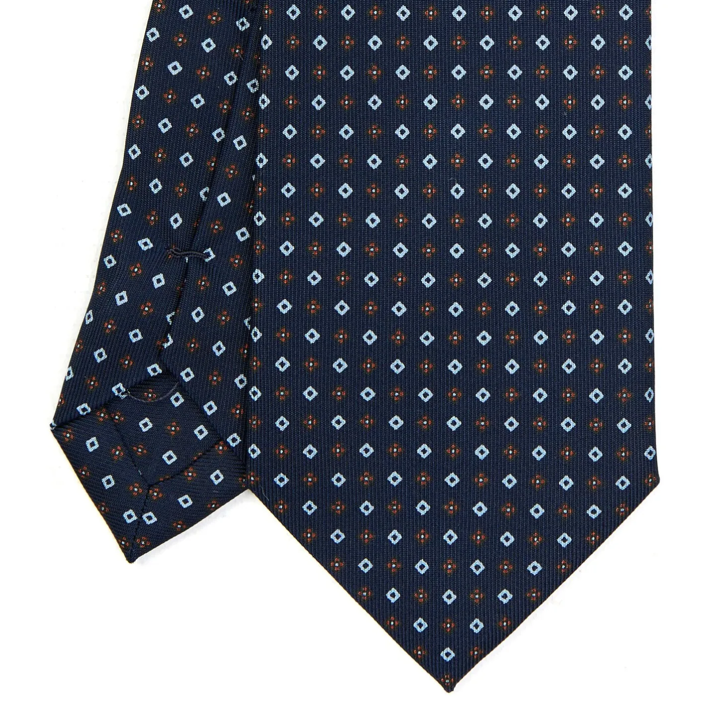 E.Marinella CRAVATTA SARTORIALE EXTRA LONG IN SETA BLU SCURO Microfantasia fiore Sale