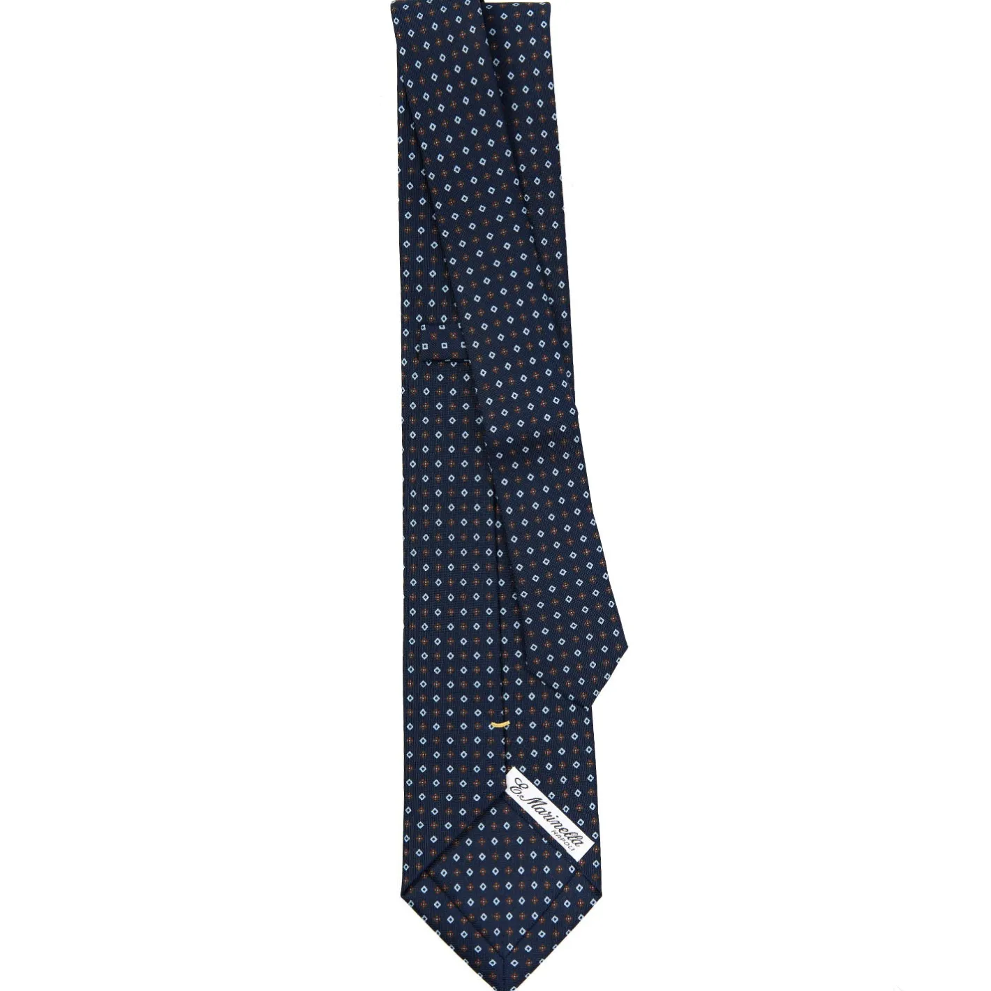 E.Marinella CRAVATTA SARTORIALE EXTRA LONG IN SETA BLU SCURO Microfantasia fiore Sale
