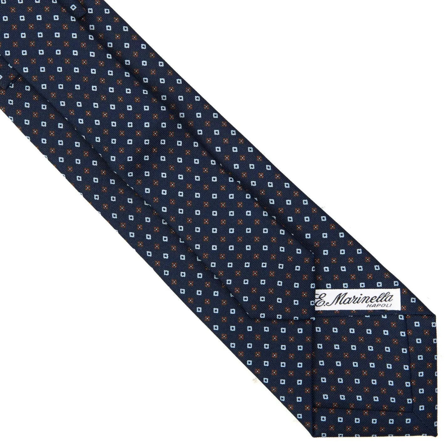 E.Marinella CRAVATTA SARTORIALE EXTRA LONG IN SETA BLU SCURO Microfantasia fiore Sale