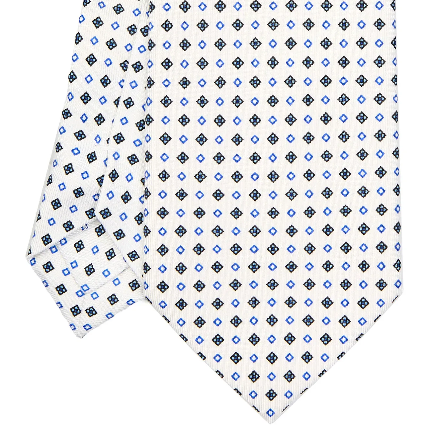 E.Marinella CRAVATTA SARTORIALE EXTRA LONG IN SETA BIANCA Microfantasia fiore Online