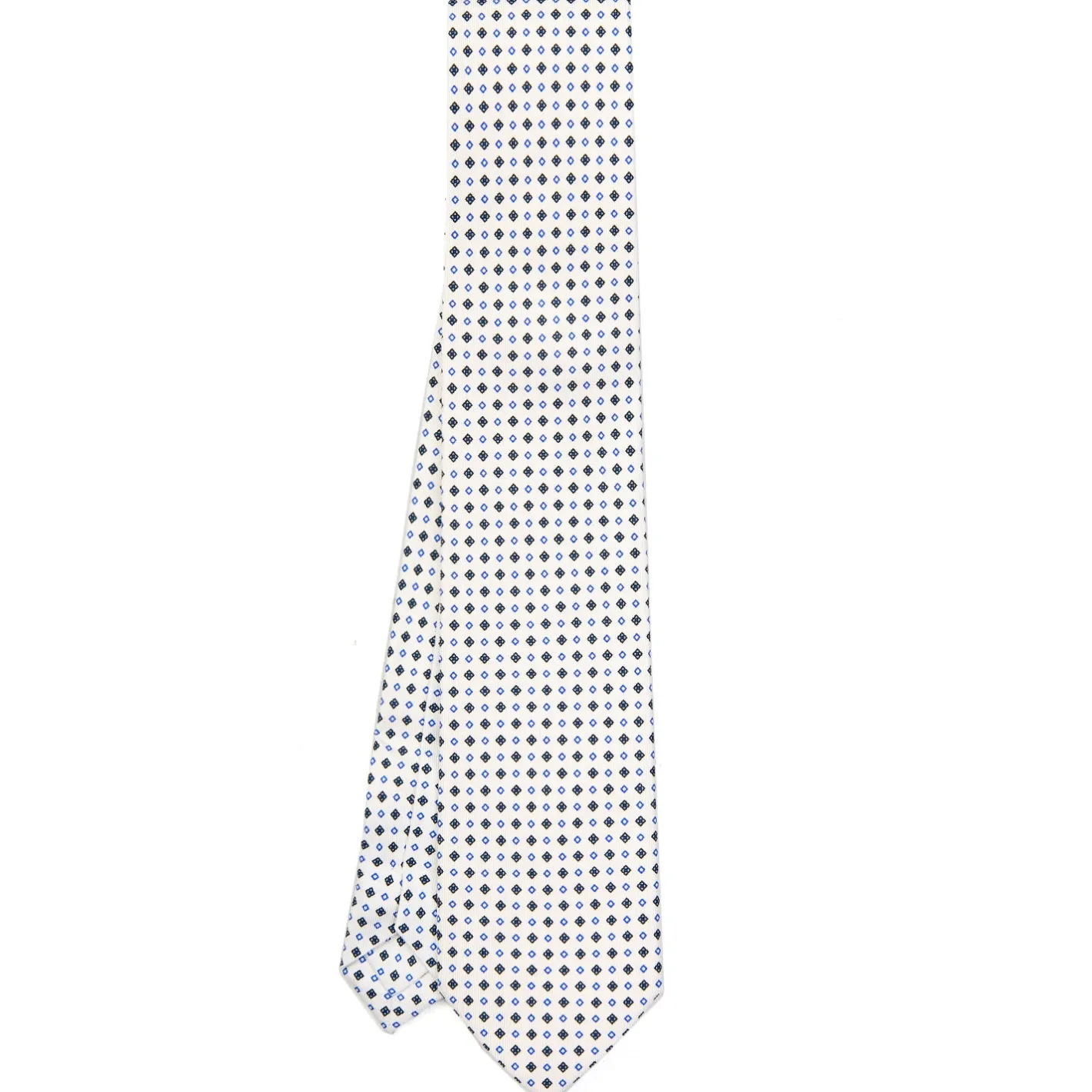 E.Marinella CRAVATTA SARTORIALE EXTRA LONG IN SETA BIANCA Microfantasia fiore Online