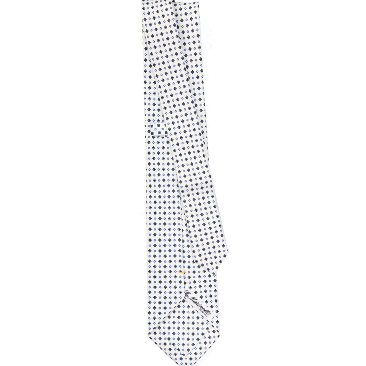 E.Marinella CRAVATTA SARTORIALE EXTRA LONG IN SETA BIANCA Microfantasia fiore Online