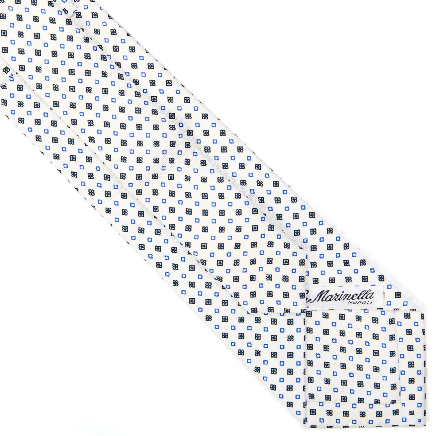 E.Marinella CRAVATTA SARTORIALE EXTRA LONG IN SETA BIANCA Microfantasia fiore Online