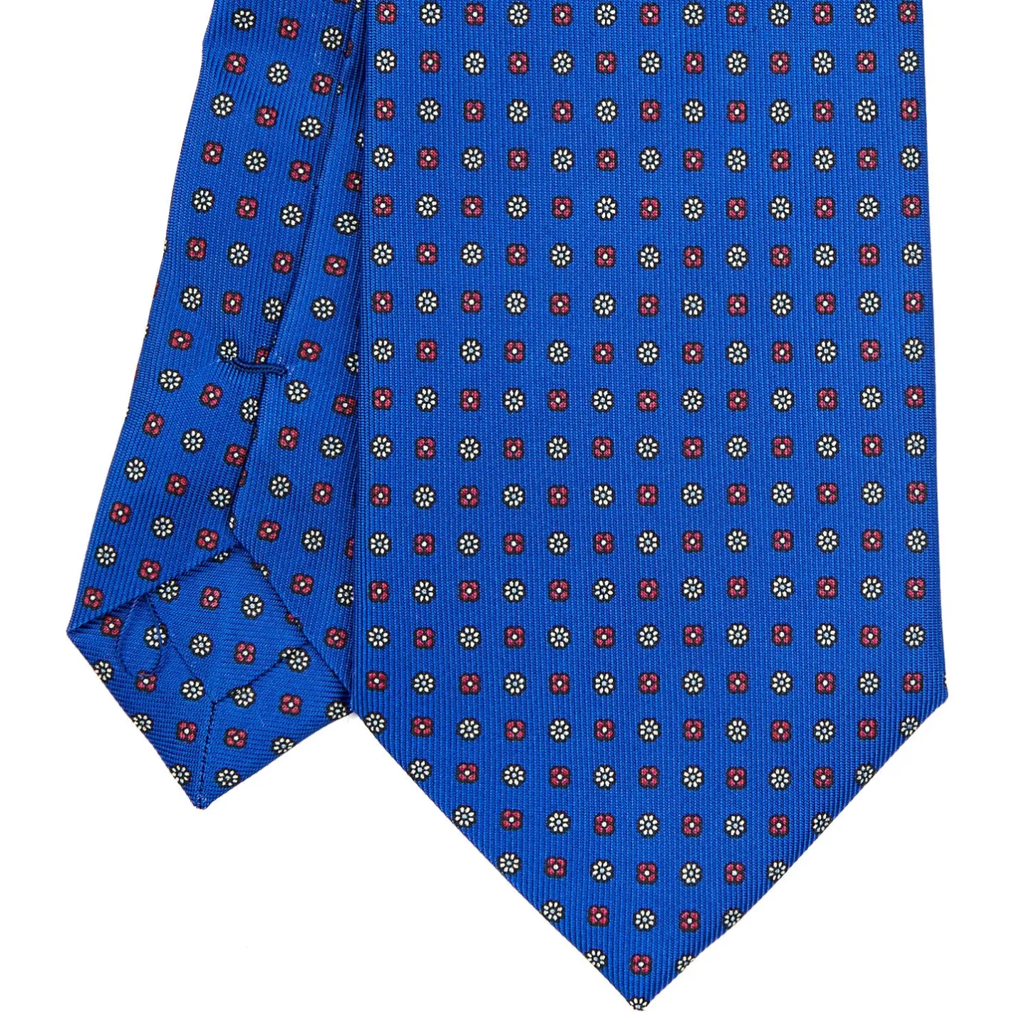 E.Marinella CRAVATTA SARTORIALE EXTRA LONG IN SETA BLUETTE Microfantasia fiore Outlet