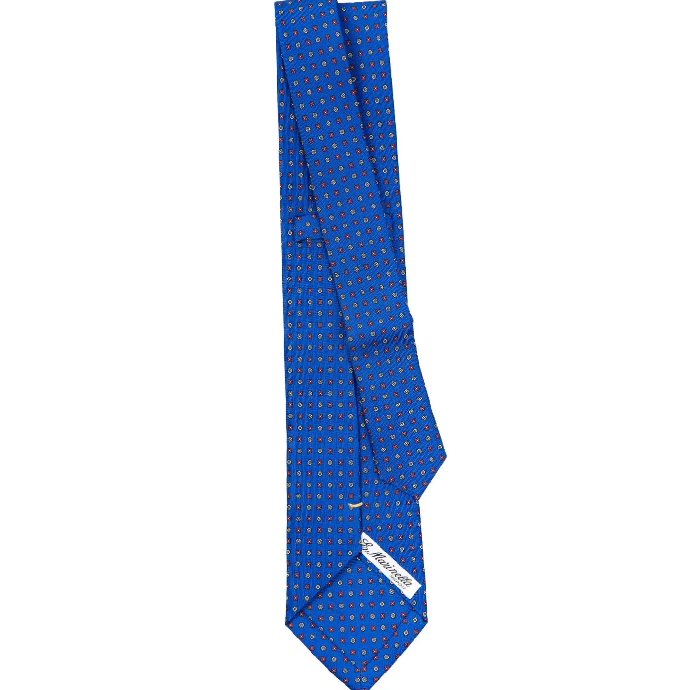 E.Marinella CRAVATTA SARTORIALE EXTRA LONG IN SETA BLUETTE Microfantasia fiore Outlet