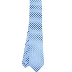 E.Marinella CRAVATTA SARTORIALE EXTRA LONG IN SETA AZZURRA Microfantasia fiore Sale