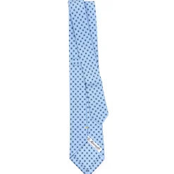 E.Marinella CRAVATTA SARTORIALE EXTRA LONG IN SETA AZZURRA Microfantasia fiore Sale