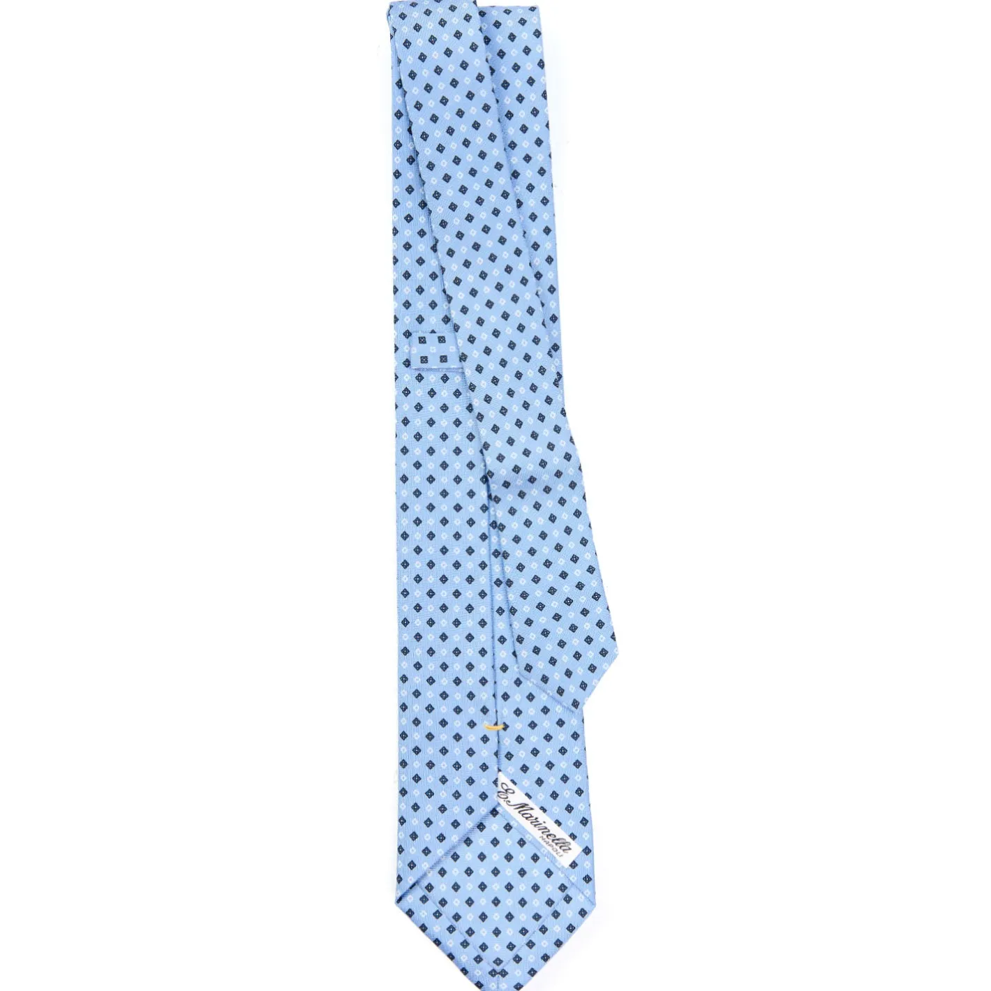 E.Marinella CRAVATTA SARTORIALE EXTRA LONG IN SETA AZZURRA Microfantasia fiore Sale