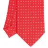 E.Marinella CRAVATTA SARTORIALE EXTRA LONG IN SETA ROSSA Microfantasia fiore Outlet