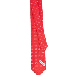 E.Marinella CRAVATTA SARTORIALE EXTRA LONG IN SETA ROSSA Microfantasia fiore Outlet