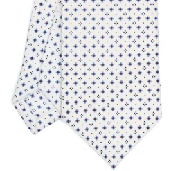 E.Marinella CRAVATTA SARTORIALE EXTRA LONG IN SETA BIANCA Microfantasia fiore Discount