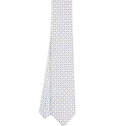 E.Marinella CRAVATTA SARTORIALE EXTRA LONG IN SETA BIANCA Microfantasia fiore Discount