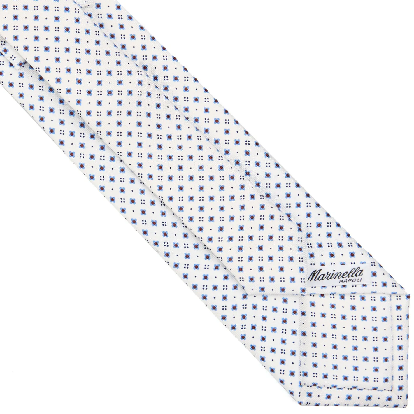 E.Marinella CRAVATTA SARTORIALE EXTRA LONG IN SETA BIANCA Microfantasia fiore Discount