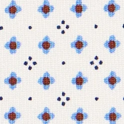 E.Marinella CRAVATTA SARTORIALE EXTRA LONG IN SETA BIANCA Microfantasia fiore Discount
