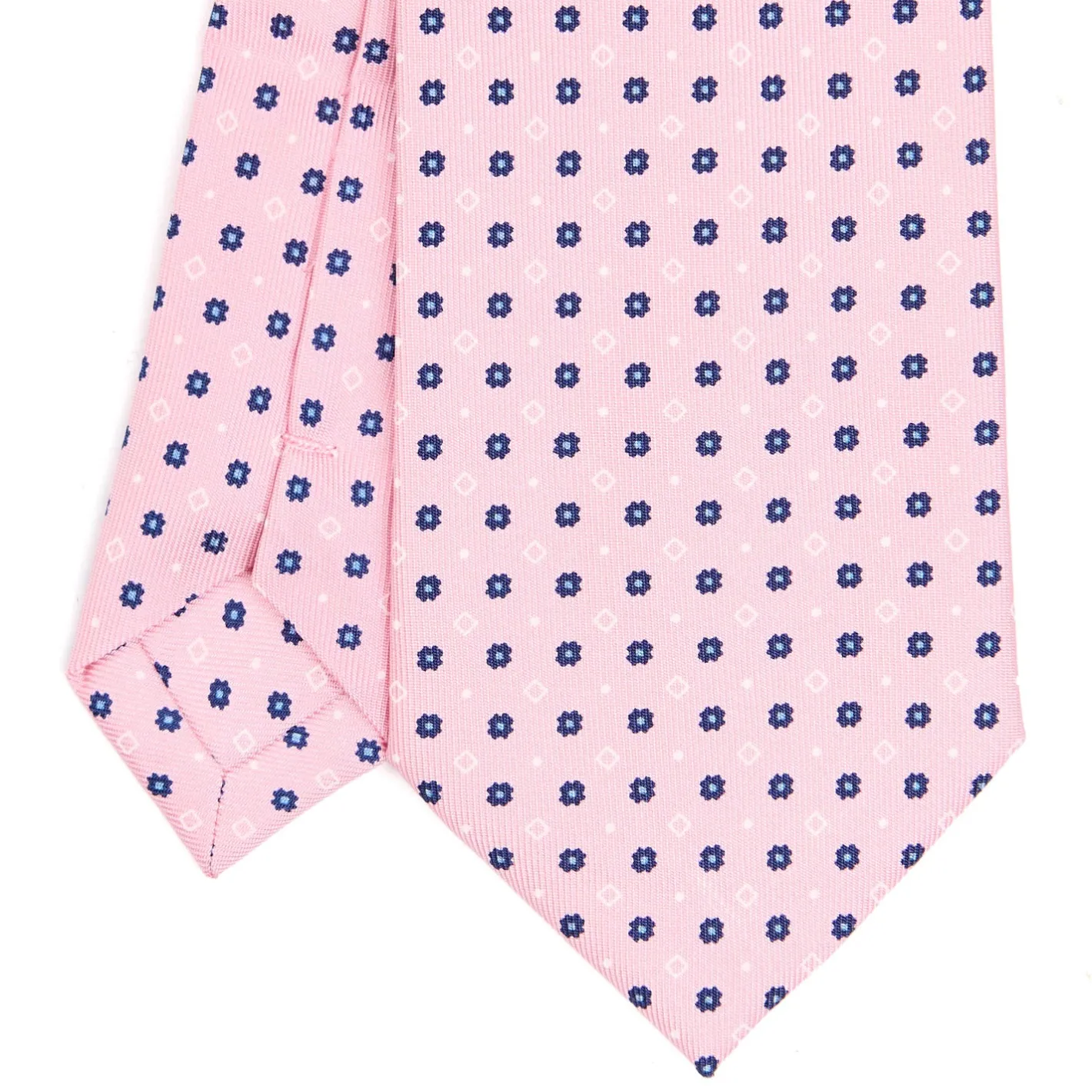 E.Marinella CRAVATTA SARTORIALE EXTRA LONG IN SETA ROSA Microfantasia fiore Discount