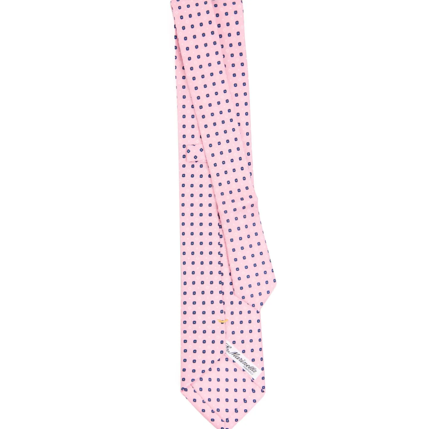 E.Marinella CRAVATTA SARTORIALE EXTRA LONG IN SETA ROSA Microfantasia fiore Discount