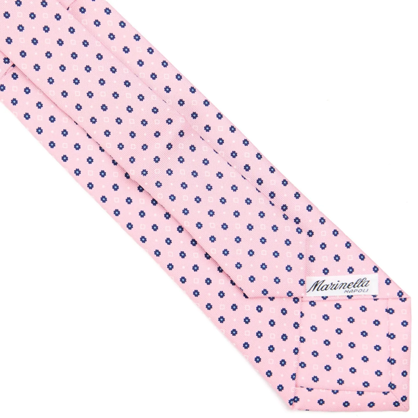 E.Marinella CRAVATTA SARTORIALE EXTRA LONG IN SETA ROSA Microfantasia fiore Discount