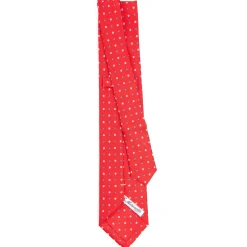 E.Marinella CRAVATTA SARTORIALE EXTRA LONG IN SETA ROSSA Microfantasia fiore Sale