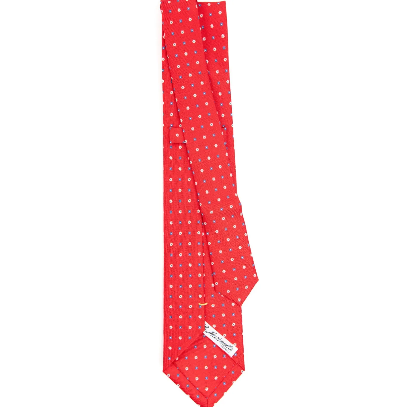 E.Marinella CRAVATTA SARTORIALE EXTRA LONG IN SETA ROSSA Microfantasia fiore Sale