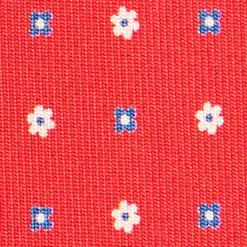 E.Marinella CRAVATTA SARTORIALE EXTRA LONG IN SETA ROSSA Microfantasia fiore Sale