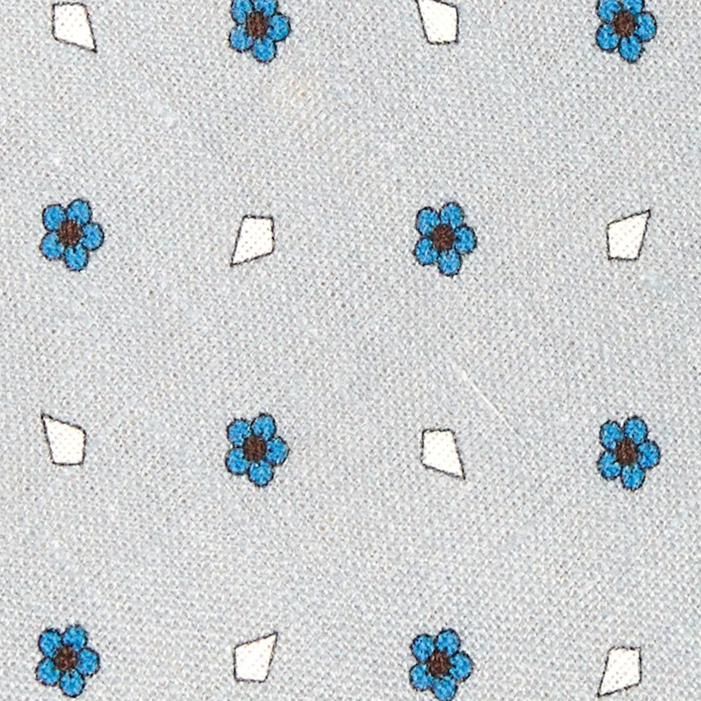 E.Marinella CRAVATTA SARTORIALE IN COTONE E SETA GRIGIO CHIARO Macrofantasia fiore Online