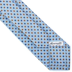 E.Marinella CRAVATTA SARTORIALE IN LINO AZZURRA Microfantasia fiore Hot