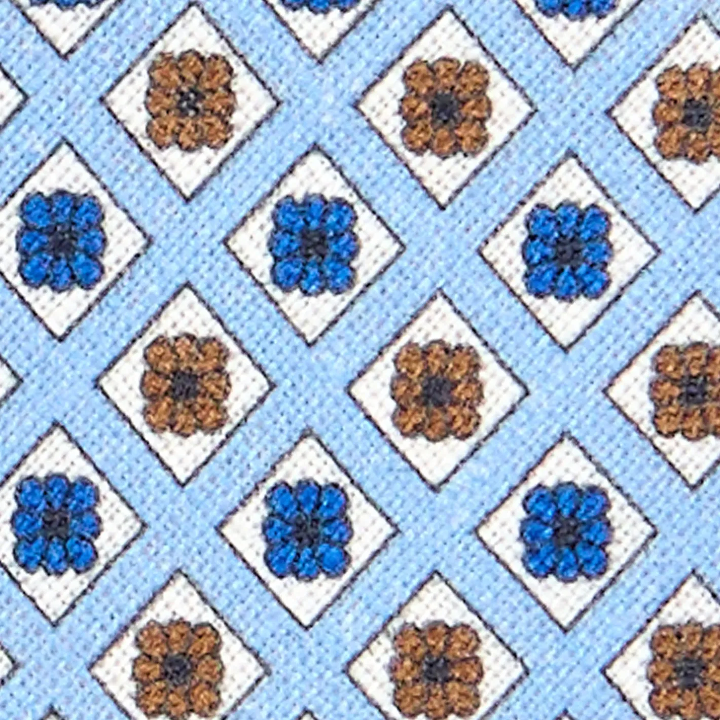 E.Marinella CRAVATTA SARTORIALE IN LINO AZZURRA Microfantasia fiore Hot