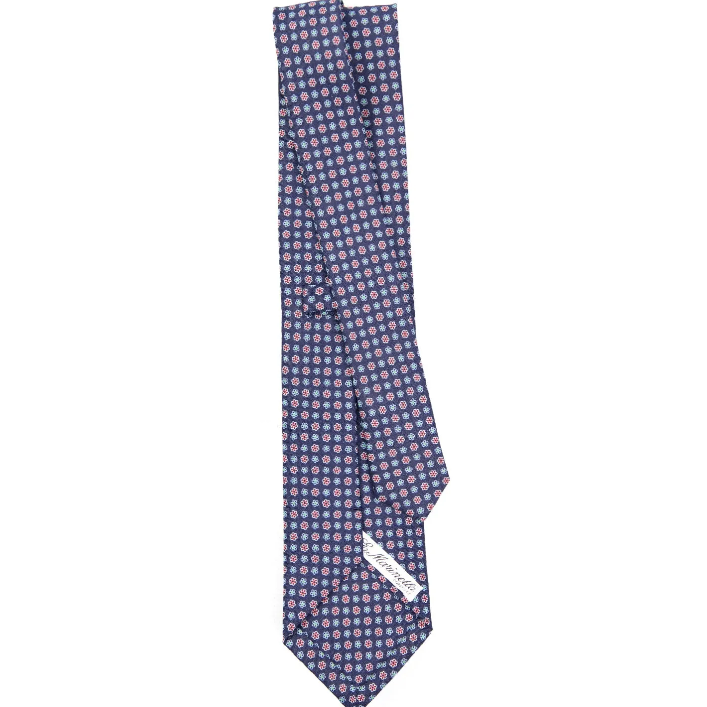E.Marinella CRAVATTA SARTORIALE IN LINO BLU Microfantasia fiore Online
