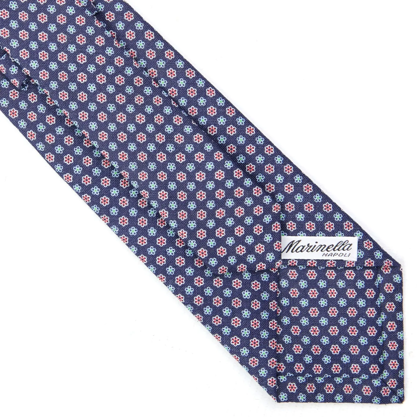 E.Marinella CRAVATTA SARTORIALE IN LINO BLU Microfantasia fiore Online