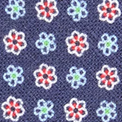 E.Marinella CRAVATTA SARTORIALE IN LINO BLU Microfantasia fiore Online