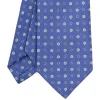 E.Marinella CRAVATTA SARTORIALE IN LINO BLU Microfantasia fiore Hot