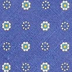 E.Marinella CRAVATTA SARTORIALE IN LINO BLU Microfantasia fiore Hot