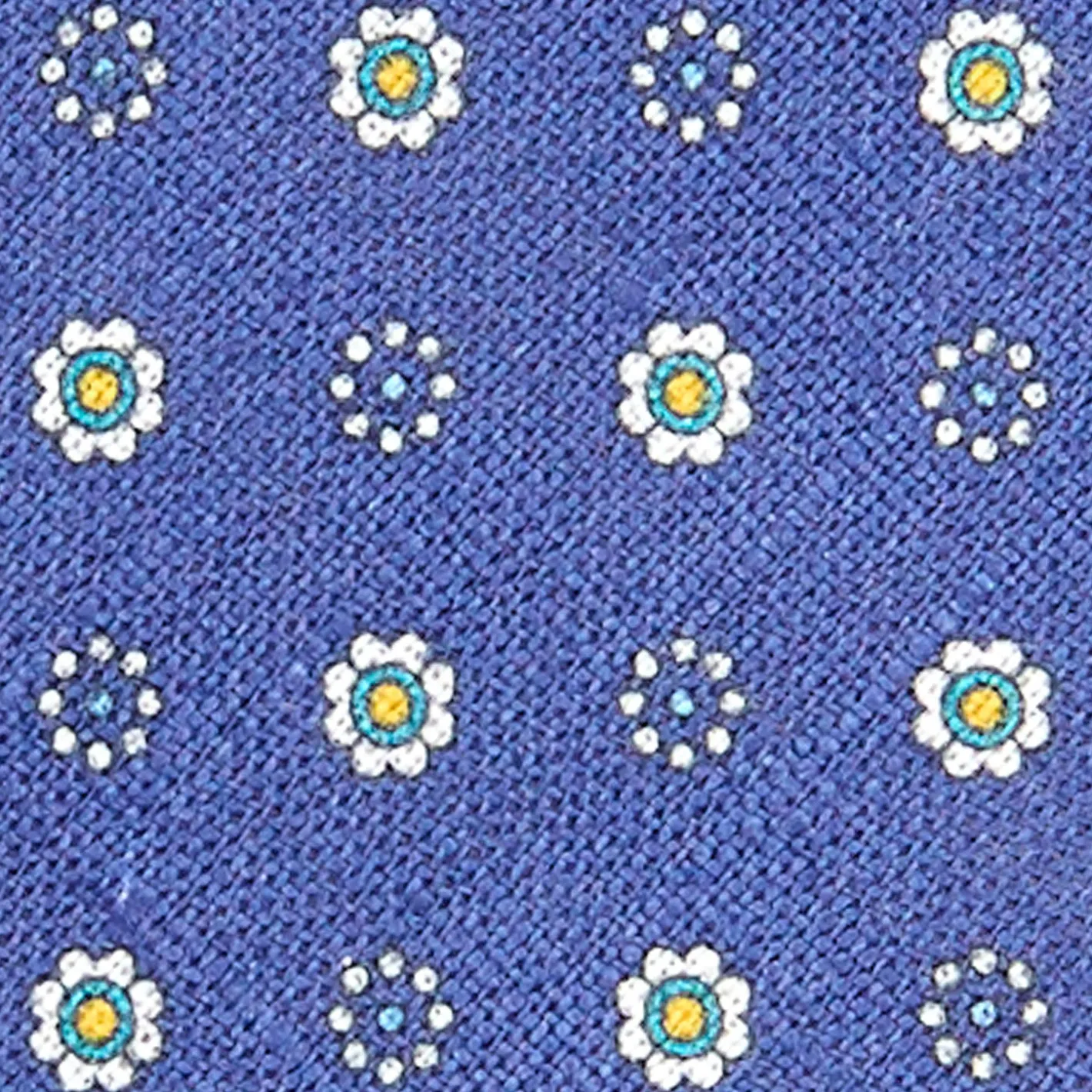 E.Marinella CRAVATTA SARTORIALE IN LINO BLU Microfantasia fiore Hot
