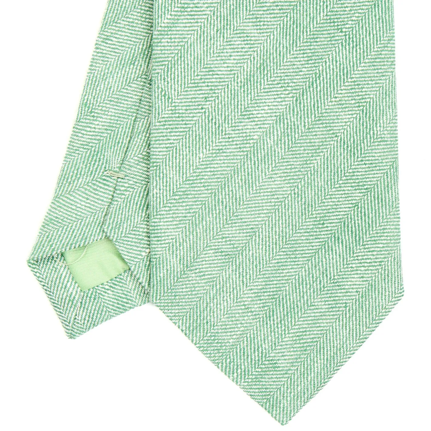 E.Marinella CRAVATTA SARTORIALE IN LINO E COTONE VERDE CHIARO Tinta unita Clearance