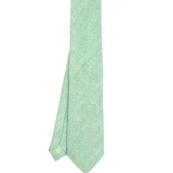 E.Marinella CRAVATTA SARTORIALE IN LINO E COTONE VERDE CHIARO Tinta unita Clearance