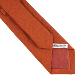 E.Marinella CRAVATTA SARTORIALE IN LINO E COTONE ARANCIONE Tiunta unita New