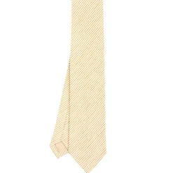 E.Marinella CRAVATTA SARTORIALE IN LINO E COTONE GIALLA Rigata Outlet