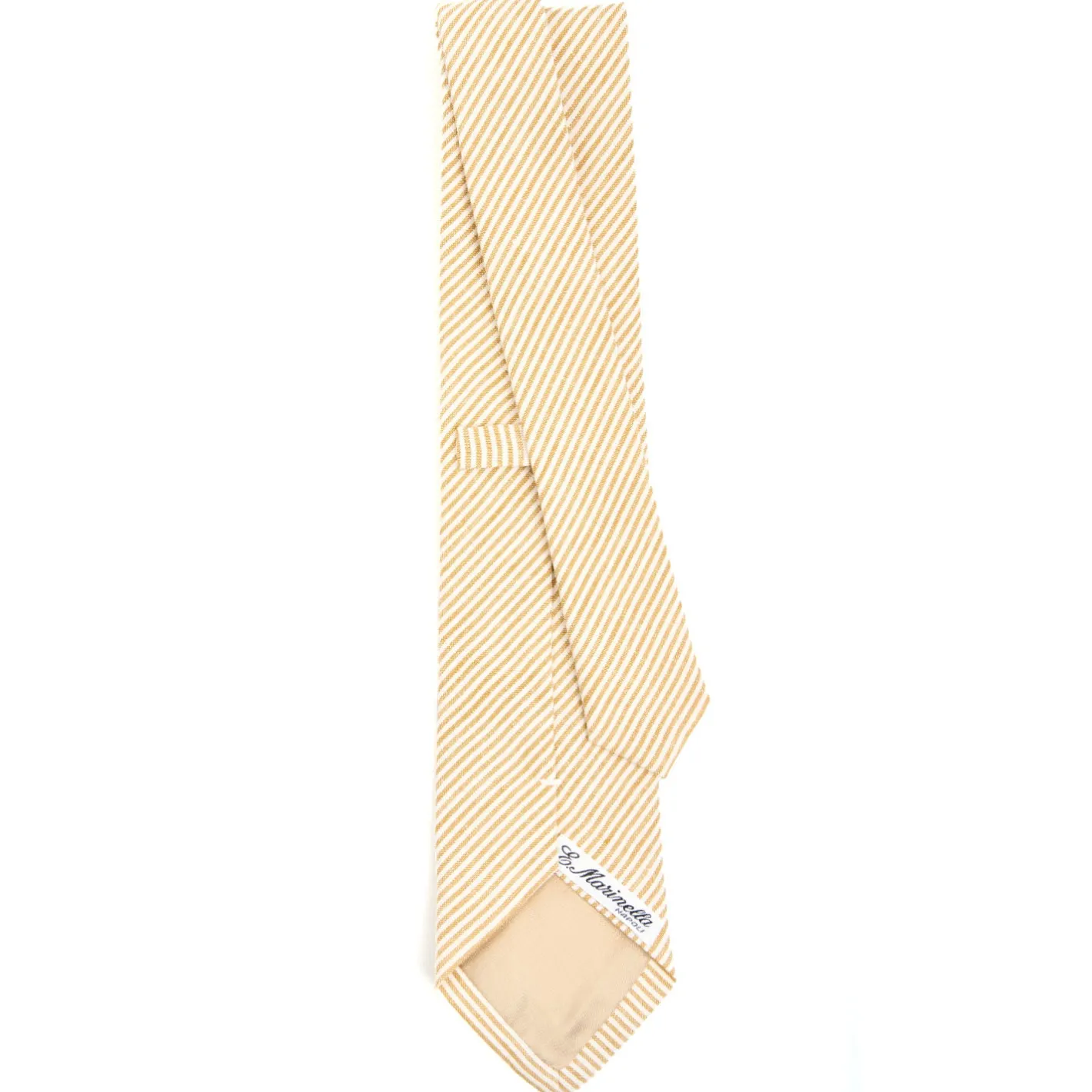 E.Marinella CRAVATTA SARTORIALE IN LINO E COTONE GIALLA Rigata Outlet