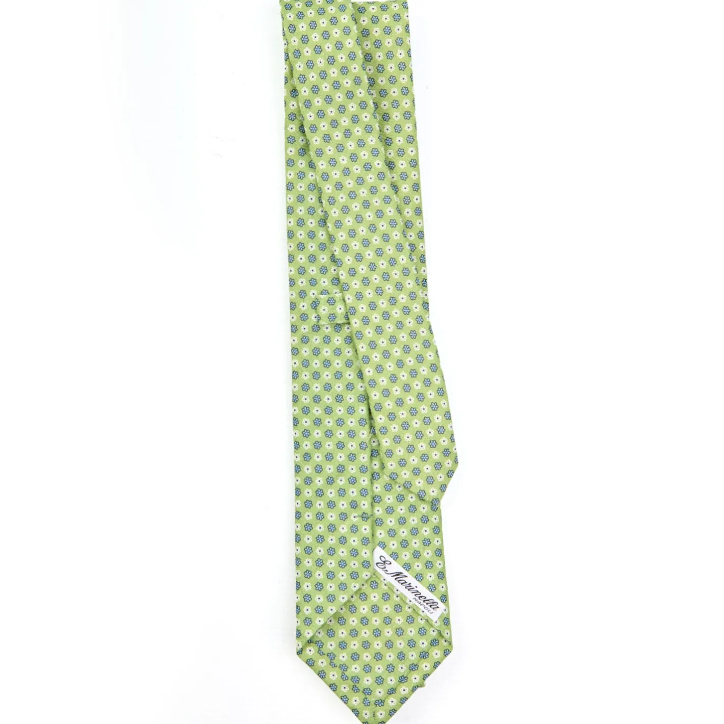 E.Marinella CRAVATTA SARTORIALE IN LINO VERDE CHIARO Microfantasia fiore Sale