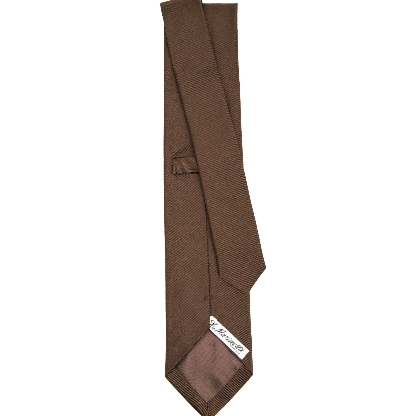 E.Marinella CRAVATTA SARTORIALE IN SETA JACQUARD MARRONE SCURO Tinta unita Clearance