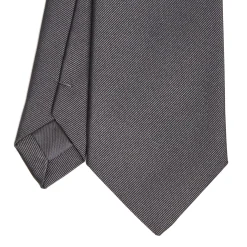E.Marinella CRAVATTA SARTORIALE IN SETA JACQUARD GRIGIO SCURO Tinta unita New