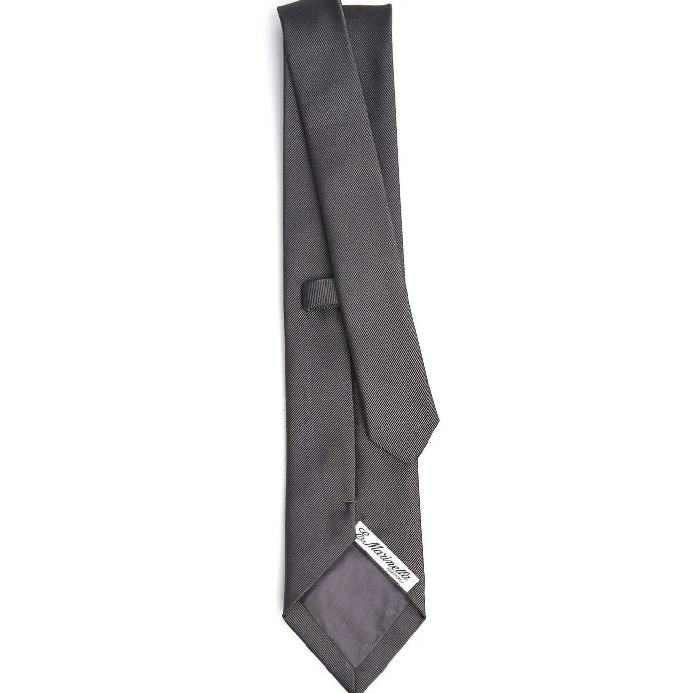 E.Marinella CRAVATTA SARTORIALE IN SETA JACQUARD GRIGIO SCURO Tinta unita New