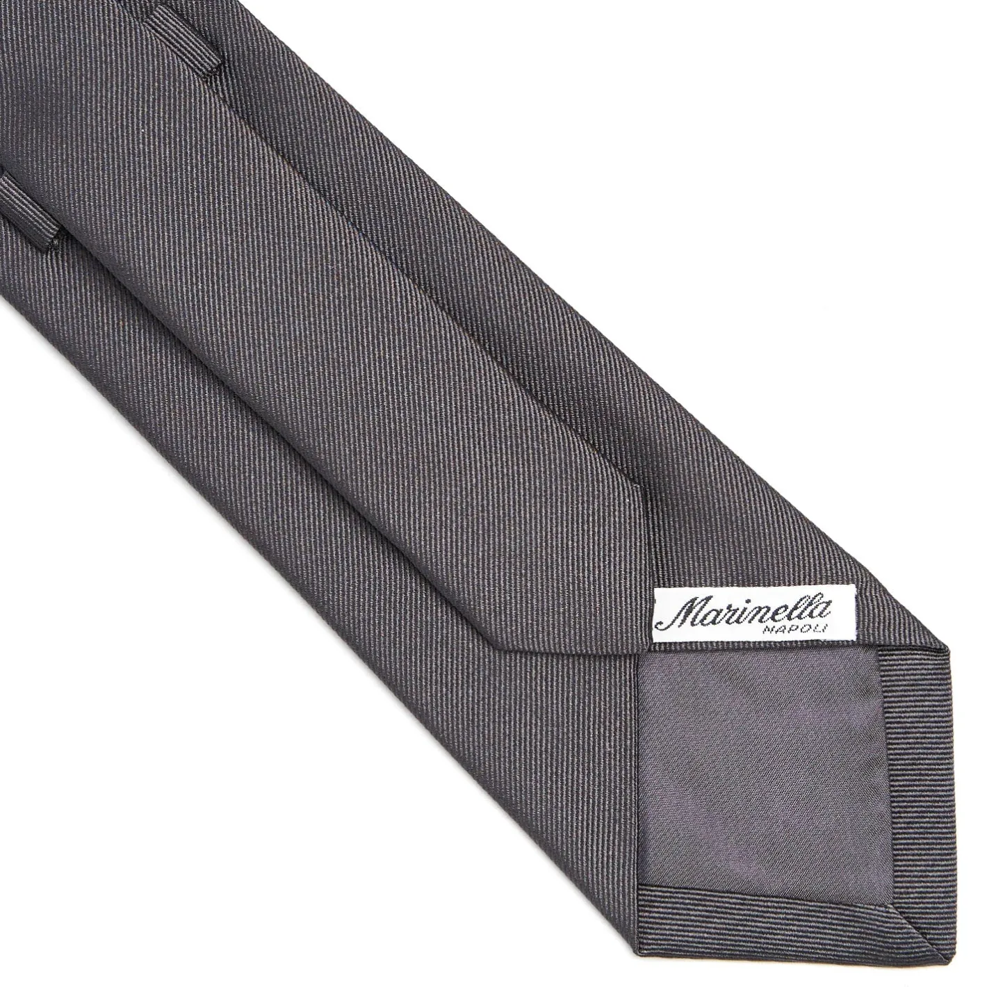 E.Marinella CRAVATTA SARTORIALE IN SETA JACQUARD GRIGIO SCURO Tinta unita New