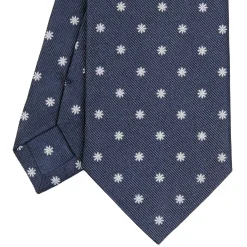 E.Marinella CRAVATTA SARTORIALE IN SETA JACQUARD BLU Con fiocco di neve Outlet