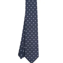 E.Marinella CRAVATTA SARTORIALE IN SETA JACQUARD BLU Con fiocco di neve Outlet