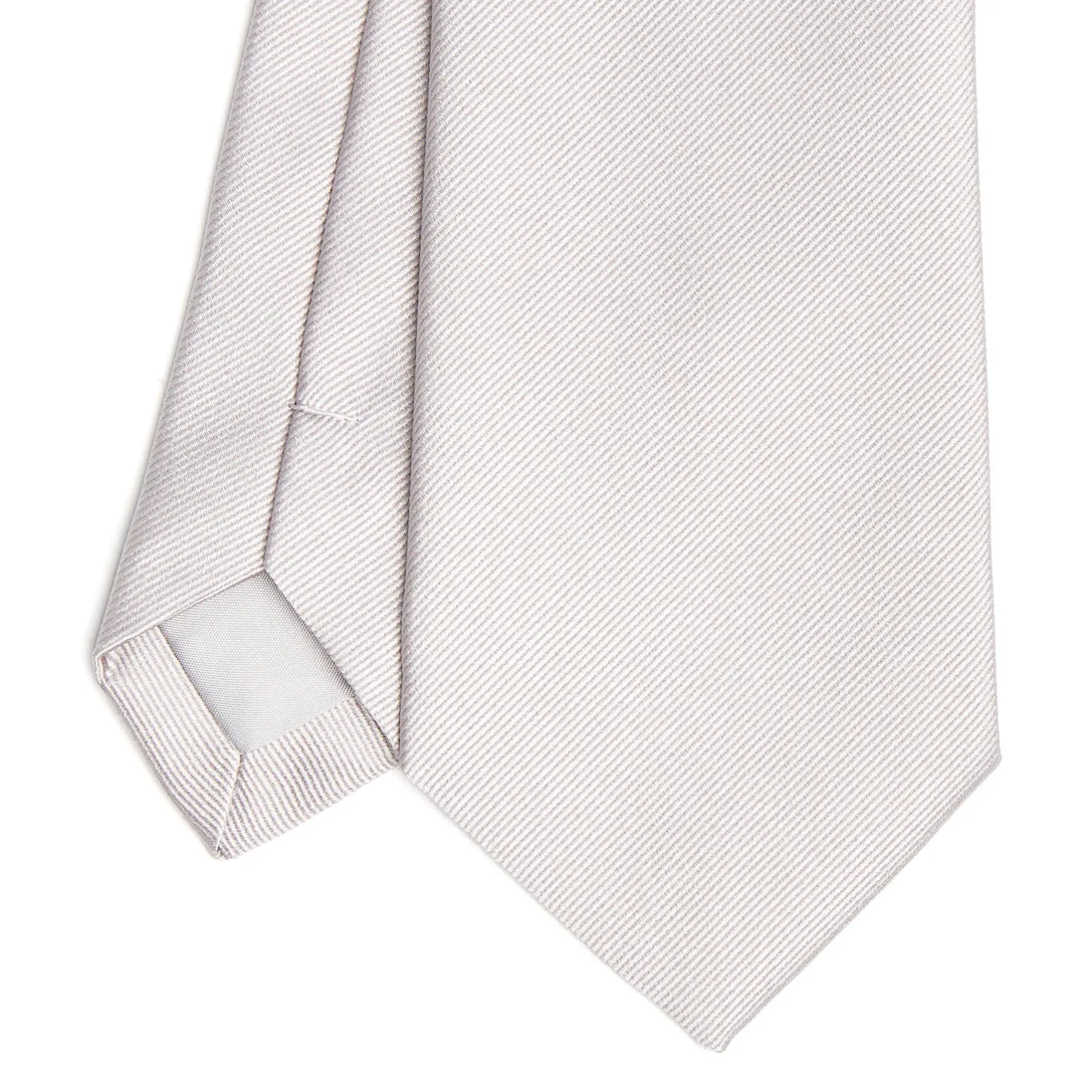 E.Marinella CRAVATTA SARTORIALE IN SETA JACQUARD GRIGIO CHIARO Tinta unita Clearance