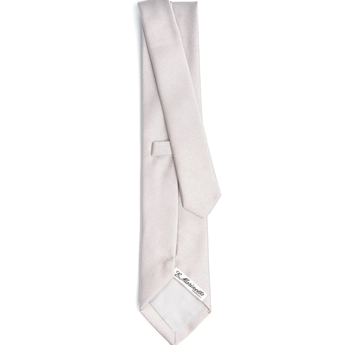 E.Marinella CRAVATTA SARTORIALE IN SETA JACQUARD GRIGIO CHIARO Tinta unita Clearance