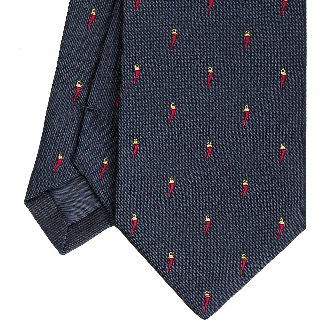 E.Marinella CRAVATTA SARTORIALE IN SETA JACQUARD BLU Con cornetto sparso