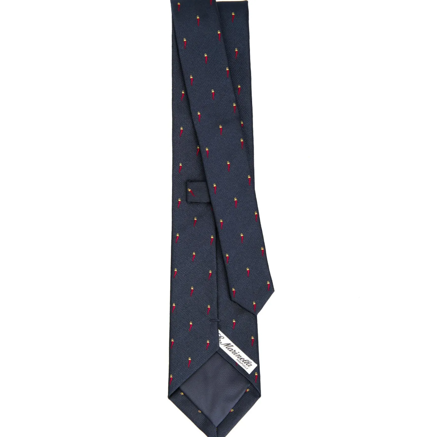 E.Marinella CRAVATTA SARTORIALE IN SETA JACQUARD BLU Con cornetto sparso